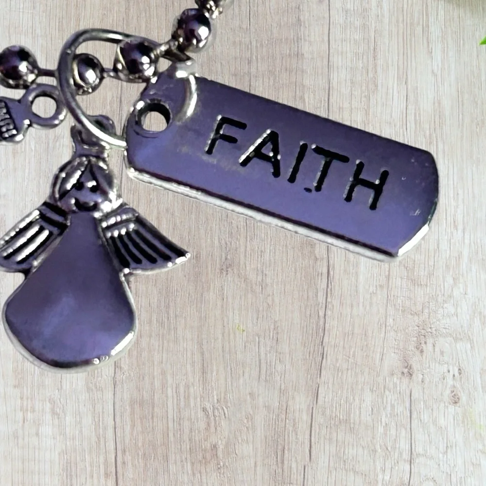 Hand Crafted Necklace Faith Dog Tag Charms Tibetan Pendant Inri Angel Crucifix